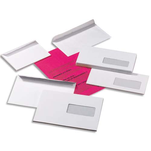 PLEIN CIEL Boîte de 500 enveloppes Blanches 90g DL 110x220 mm auto-adhésives photo du produit Principale L