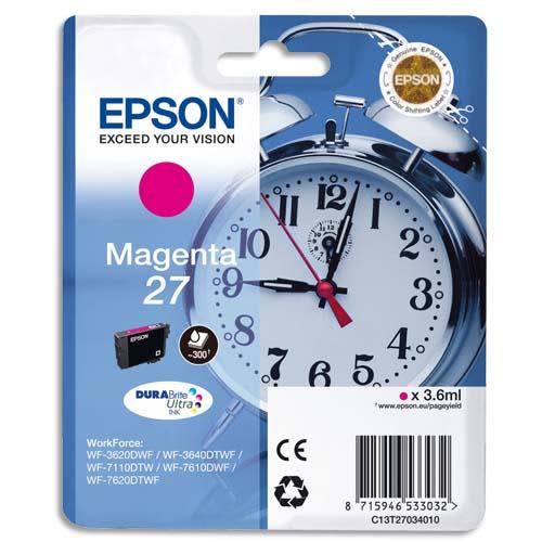 EPSON Cartouche Jet d'Encre DURABrite Ultra Magenta ''Réveil'' 27 (T2703) - C13T27034012 photo du produit Principale L