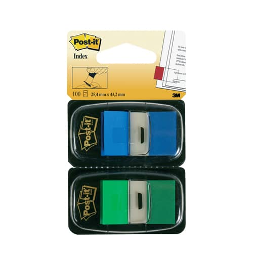 POST-IT Blister de 2 cartes de 50 marque-pages standards 2,54 x 4,4 cm Bleu et Vert photo du produit Secondaire 1 L