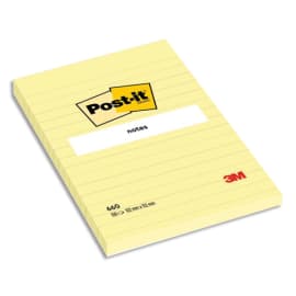 POST-IT Bloc repositionnable de 100 feuilles 102 x 152 mm Jaune lign&eacute; photo du produit