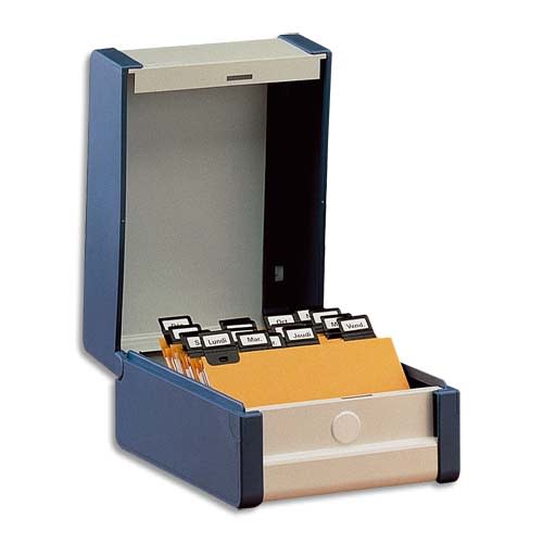 REXEL Boîte à fiches Provence format A5 en hauteur H210 x P148 mm Bleu, livré avec séparateur métallique photo du produit Principale L