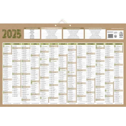 CBG Calendrier TENDANCE maxi,Janvier à Décembre 2024, 43x65cm, 2 œillets et  1 cordonne