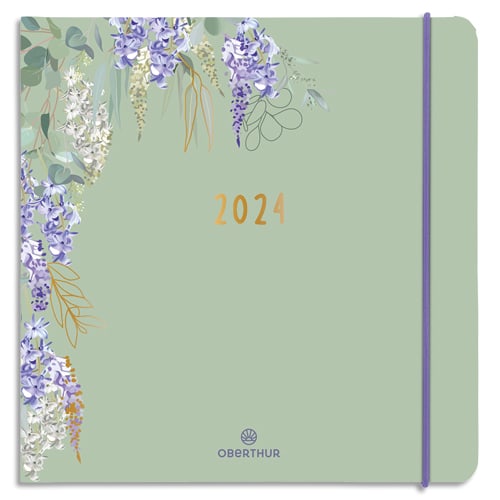 OBERTHUR Agenda GIVERNY, Janvier à Décembre 2024, format 16,5x16,5cm,  couverture imprimée quadri Vert ≡ CALIPAGE