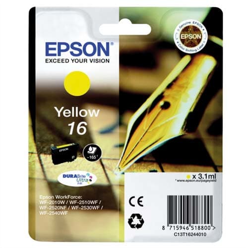 EPSON Cartouche Jet d'Encre DURABrite Ultra Jaune ''Stylo à plume'' 16 (T1624) - C13T16244012 photo du produit Principale L