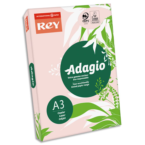 INAPA Ramette 500 feuilles papier couleur pastel ADAGIO Rose pastel A3 80g photo du produit Principale L