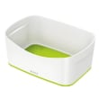 LEITZ Bac de rangement MYBOX medium sans couvercle en ABS. Coloris Blanc fond Vert photo du produit