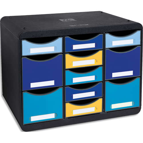 EXACOMPTA Module Store-box Bee Blue 11 tiroirs en PS. Dim (l x h x p): 35,5 x 27,1 x 27 cm. Coloris Ass photo du produit Principale L