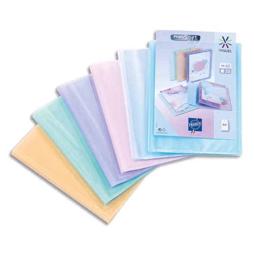 VIQUEL Protège-documents personnalisable 40 vues, 20 pochettes PROPYSOFT coloris assortis photo du produit Principale L