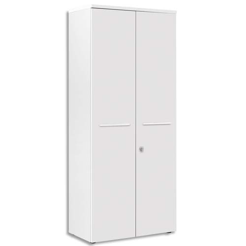 GAUTIER OFFICE Armoire Haute 2 portes pleines Yes façade et dessus Blanc - Dim. : L80 x H187 x P42 cm photo du produit Principale L