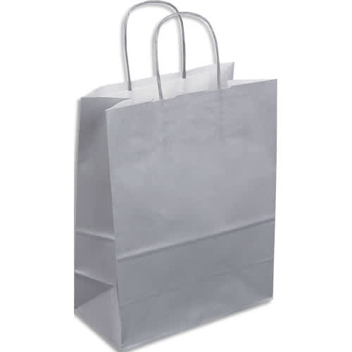 Paquet de 50 sacs kraft argent poignées torsadées 230 + 120 x 300 mm photo du produit Principale L