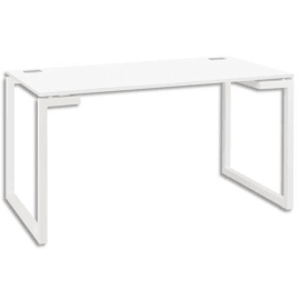 GAUTIER OFFICE Table d'appoint Sunday Blanc, 2 passe-câbles sur plan bois - Dim. L120 x H73 x P60 cm photo du produit