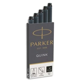 PARKER Etui de 5 cartouches longues QUINK encre Noire. En blister. photo du produit