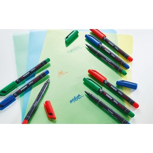 STABILO OHPen marqueur permanent pointe moyenne (1 mm) - Pochette de 4 marqueurs - Noir/Bleu/Rouge/Vert photo du produit Secondaire 3 L