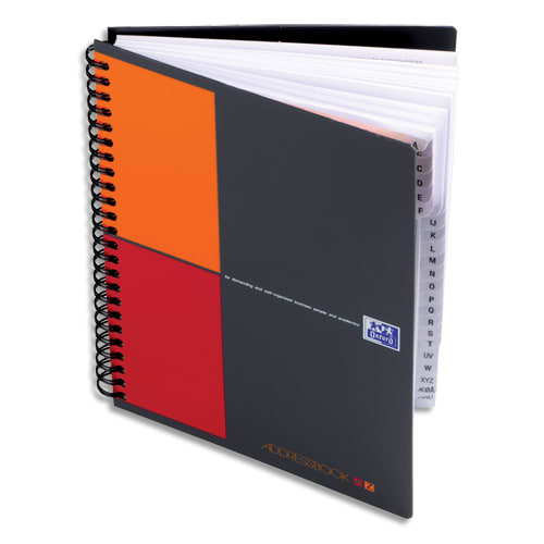 OXFORD Cahier ADRESSBOOK spirales 144 pages 80g réglure bi-colore 17x21cm Couverture polypro Gris photo du produit Principale L