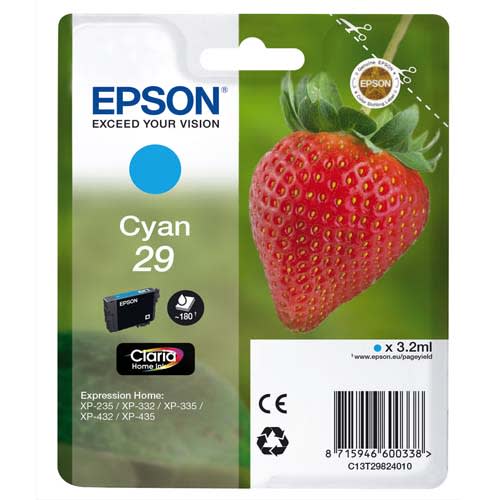 EPSON Cartouche Jet d'Encre Claria Home Cyan ''Fraise'' 29 (T2982) - C13T29824012 photo du produit Principale L