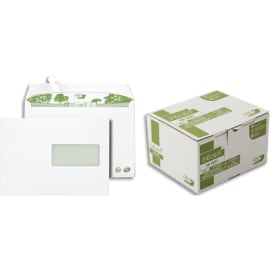 GPV Boîte 500 enveloppes recyclées extra Blanches Erapure, format C5 162x229mm fenêtre 45x100mm 80g 2826 photo du produit