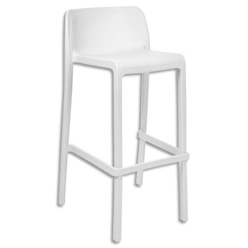 MT INTERNATIONAL Tabouret extérieur empilable en polypropylène blanc hauteur 95cm. Embout antidérapant photo du produit Principale L