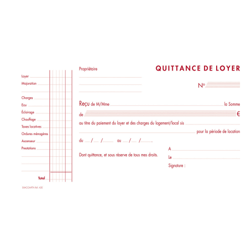 EXACOMPTA Manifold Quittances de loyer 12,5x21cm- 50 feuillets tripli autocopiants photo du produit Secondaire 2 L