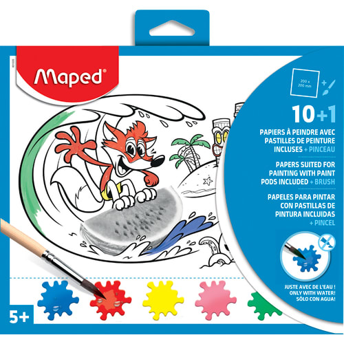 MAPED Pochette de 10 feuilles de papier à peindre avec capsule, coloris assortis photo du produit Principale L