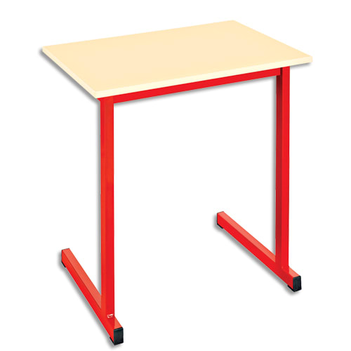 SODEMATUB Table scolaire MONOPLACE, hêtre, plateau 70 x 50 cm, hauteur 71 cm, taille 5, Rouge photo du produit Principale L