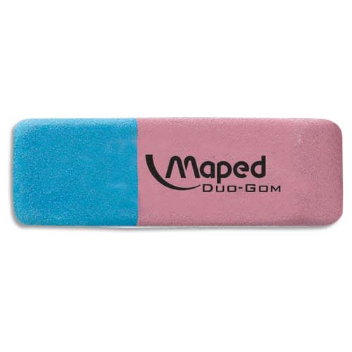 Maped - Boîte de 20 Gommes Duo-Gom Medium - Gomme Rose et Bleu en  Caoutchouc naturel certifié FSC - Gomme deux usages Graphite + Encre -  Fabriqué en