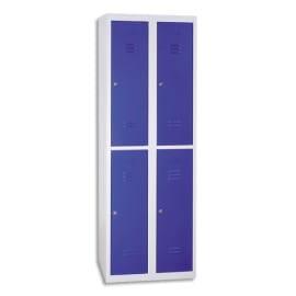 MT INTERNATIONAL Vestiaire d&eacute;montable &eacute;l&eacute;ment de D&eacute;part 2 cases en acier Gris Bleu, L30 x H180 x P50 cm photo du produit