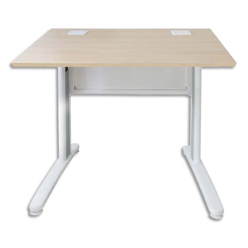 MT INTERNATIONAL Bureau droit pied en L Hêtre Blanc MT5 - Dimensions : L80 x H73 x P80 cm photo du produit Principale L