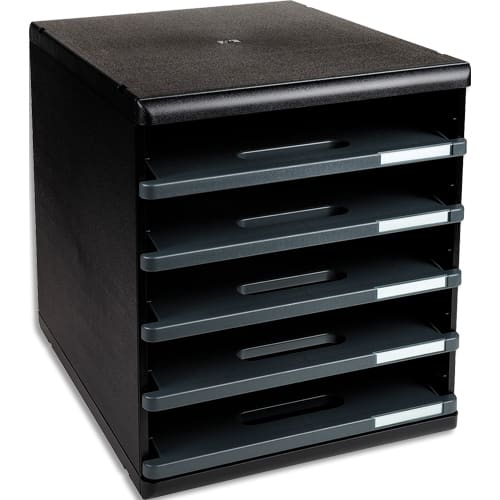 EXACOMPTA Module de classement 5 tiroirs ouverts, format A4 +. Dim (l x h x p) : 28,8 x 32 x 35 cm. Noir photo du produit