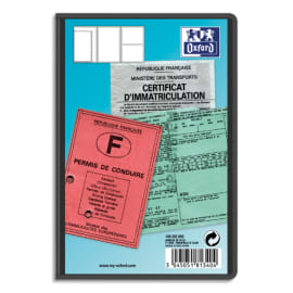 OXFORD Etuis 3 volets multi-papiers voiture, 9 x 13,5 cm, en PVC 30/100e. Pr&eacute;sentation 3 volets photo du produit