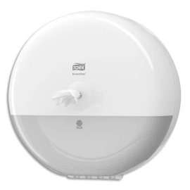 TORK Distributeur papier toilette en rouleau SmartOne Blanc en ABS - Diamètre 27,9 cm, profondeur 15,6 cm photo du produit