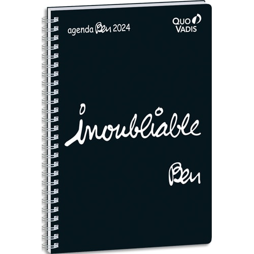 QUO VADIS Agenda BEN Ministre 1 semaine sur 2 pages, format 16 x 24 cm,  couverture ''Inoubliables'' Noir ≡ CALIPAGE