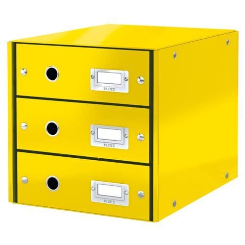 LEITZ Module de classement 3 tiroirs WOW en carton recouvert de polypropylène. Coloris Jaune photo du produit Principale L