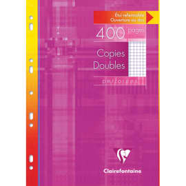 CLAIREFONTAINE Copies doubles perforées Blanche 21x29,7cm 400pages petits carreaux 90g Sous étuis carton photo du produit