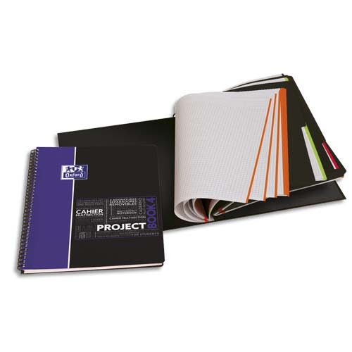 OXFORD Etudiant Cahier PROJECTBOOK spiralé couverture PP 200 pages 5x5 23,3x29,8 avec appli SOS NOTES photo du produit Principale L