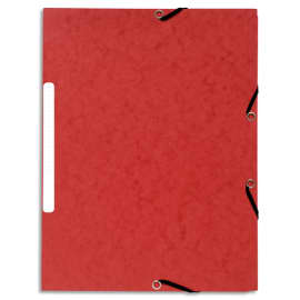 EXACOMPTA Chemise 3 rabats et &eacute;lastique carte marbr&eacute;e recycl&eacute;e 4/10e 355gr.Format 24x32cm.Coloris Rouge photo du produit