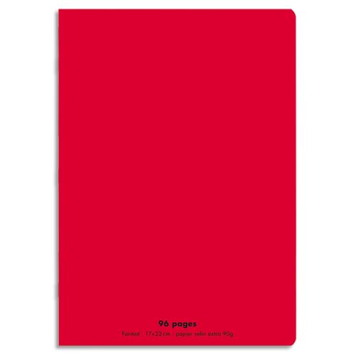 CONQUERANT C9 Cahier piqûre 17x22cm 96 pages 90g grands carreaux Seyès.Couverture polypropylène Rouge photo du produit Principale L