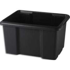 SUNDIS Bac de rangement noir superposable empilable France matière recyclée 45L 39,5 x 43,5 x 55,5 cm photo du produit