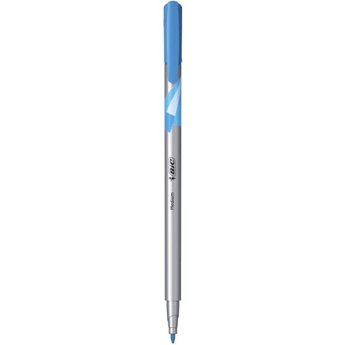 BIC Intensity Stylo Feutre d'écriture Pointe Medium et Corps métallisé - Bleu clair photo du produit Secondaire 1 L