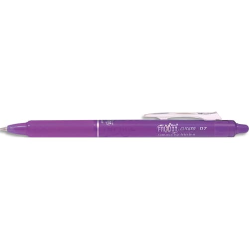 PILOT Stylo rétractable et rechargeable FRIXION CLICKER 0,7mm. Encre effaçable+gomme intégrée. Mauve photo du produit Principale L