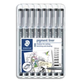 STAEDTLER Etui chevalet 8 feutres Noirs pointe calibrée 0,05/0,1/0,2/0,3/0,5/0,7/1,0/1,2/C2 photo du produit