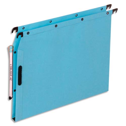 OBLIQUE AZ Boîte de 25 dossiers suspendus ARMOIRE en kraft 240g. Fond 15, VELCRO®. Bleu photo du produit Principale L