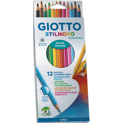 GIOTTO Etui de 12 crayons de couleur hexagonaux Stilnovo Aquarelle assortis diamètre 3,3mm photo du produit Principale L