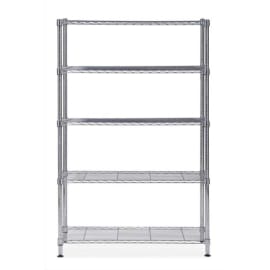 ALBA Etag&egrave;re Mobi en fil m&eacute;tal chrom&eacute; taille L, 5 tablettes, charge max 350Kg - Dim L120 x H200 x P35 cm photo du produit