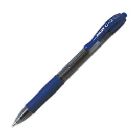 PILOT Stylo bille pointe moyenne rétractable encre gel Bleue corps plastique avec grip caoutchouc G2 photo du produit