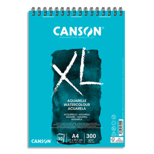 CANSON Bloc de 30 feuilles de papier dessin XL AQUARELLE 300g grand format  A4