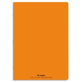 CONQUERANT C9 Cahier piqûre 21x29,7cm 96 pages 90g grands carreaux Seyès. Couverture polypropylène Orange photo du produit