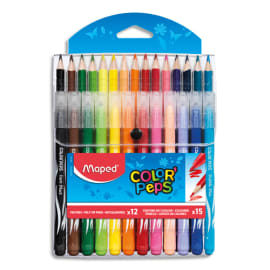 MAPED Pochette de 12 feutres LONG LIFE + 15 crayons de couleur COLOR PEPS photo du produit