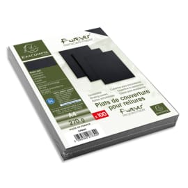 EXACOMPTA Paquet 100 plat couverture FOREVER rigide, grain cuir, 270 g, certifié Ange Bleu, Noir A4 2783C photo du produit