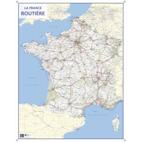 CBG carte murale route de France - Pelliculée format 66 x 84,5 cm - 4 œillets pour suspension photo du produit Principale L