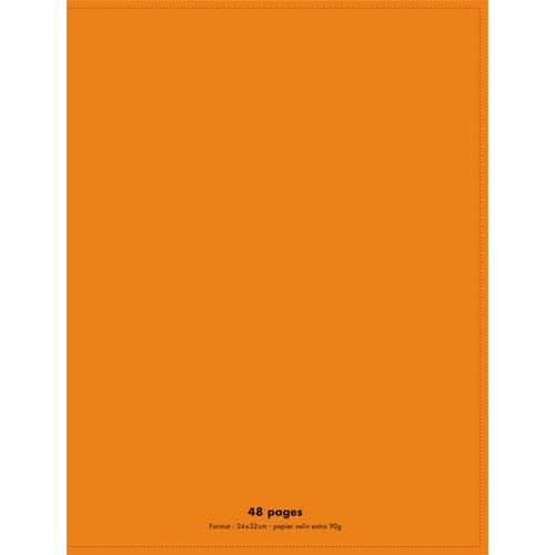 CONQUERANT C9 Cahier piqûre 24x32cm 48 pages 90g grands carreaux Seyès. Couverture polypropylène Orange photo du produit Principale L